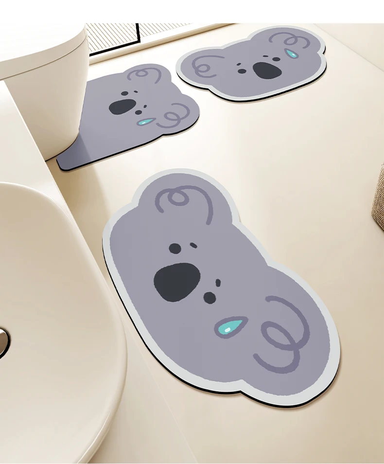 

VIKAMA 3-Piece Set Of Cartoon Bathroom Soap Dispenser Floor Mats - Water Absorbing, Anti-Slip, Quick-Drying Home Decor