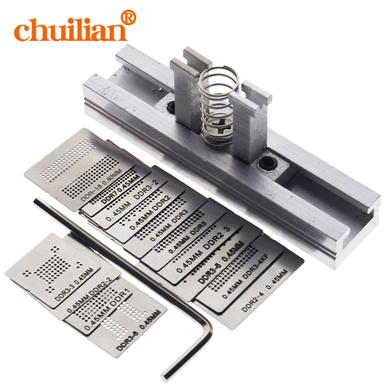14 sztuk dużo pełny zestaw BGA Reballing Stencil dedykowany zestaw dla DDR DDR2 DDR2-2 DDR2-3 DDR3-2 DDR3-3 DDR5 DDR7