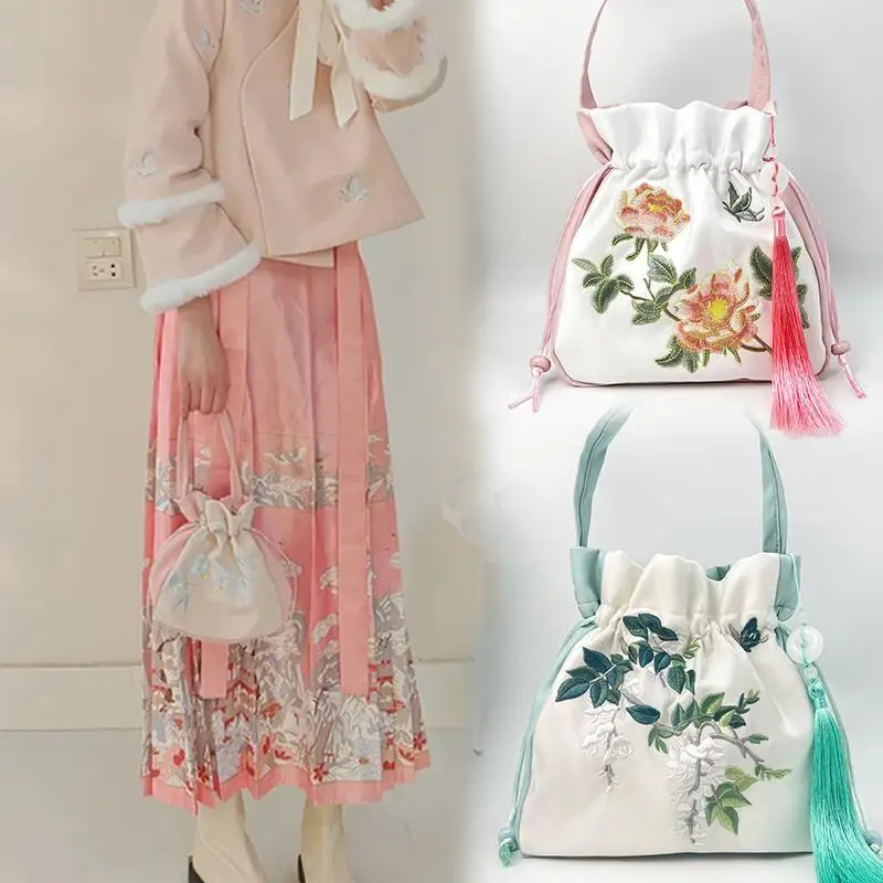 

Новая китайская сумка ручной работы из бамбуковых узлов, традиционная сумка-корзина в стиле Ханьфу, плетеная, портативная, модная женская сумка