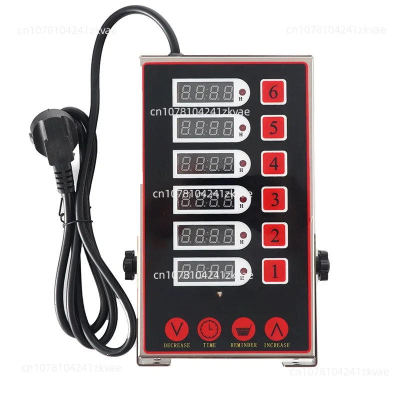 

Commercial Cooking Stainless Steel LED Display Mechanical 6 Channel Timer Burger Bakery Restaurant Clock Loud Alarm