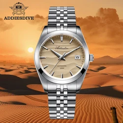 ADDIESDIVE 39mm Automatic Watch For Men Sapphire NH35 Mechanical 100m Waterproof Date Sand Dial Dress Watch New