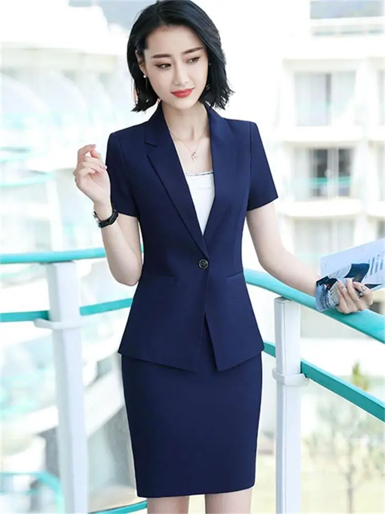 

ort Sve Женский тонкий официальный спецодежда Jaet Корейский облегающий профессиональный женский костюм с застежкой на пуговицы сверху