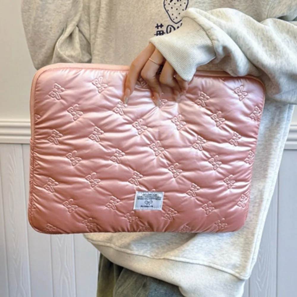 Glossy Bow Cartoon Laptop Bag Shockproof Portable Tablet Sleeve Bag Sweet Waterproof Girl Computer Bag Laptop Case