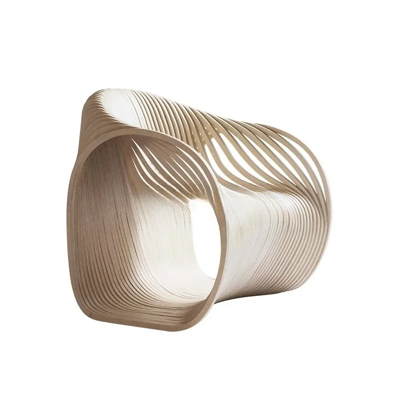 

Solid wood slicing leisure, dining chair single chair villa hotel homestay lazy sofa chair