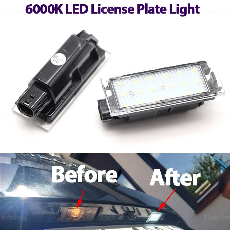 2 feux arrière LED SMD pour plaque d'immatriculation de voiture, 6000K, pour Renault Megane 3 Clio Laguna 2 Megane 3 Twingo Master Vel Satis