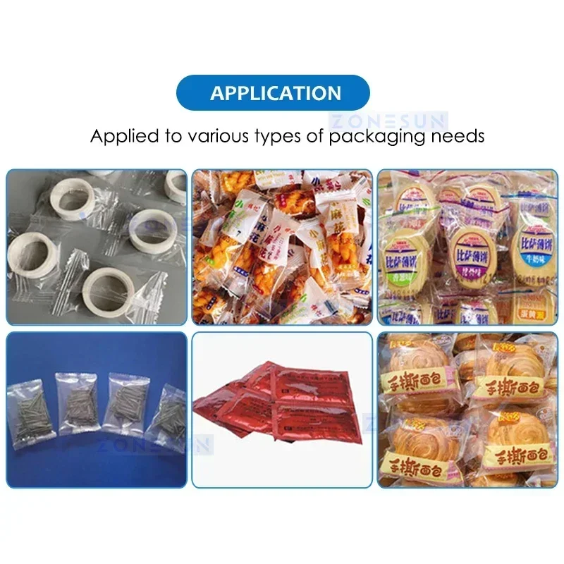 ZONESUN Orizzontale Automatico Insaccatrice Biscotto Snack Alimenti Imballaggio del Prodotto Sigillatura Sincrammante ZS-HYS350U