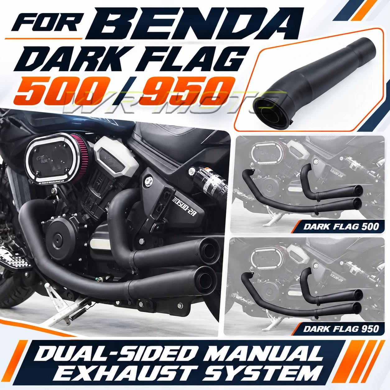 Suitable for BENDA Dark Flag 950/500 dual-sided dual-exit exhaust system aftermarket accessory for a deep, throaty exhaust note