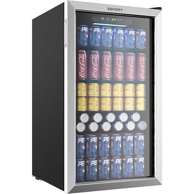 

Beverage Refrigerator and Cooler,126 Can Mini fridge with Glass Door,with Adjustable Shelves,Perfect for Home/Bar/Office(Slive).