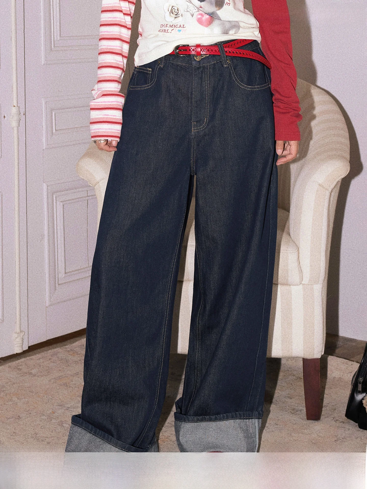 

Джинсы Chtry Girl X4: повседневные, свободного кроя, с эластичным поясом, винтажные, женские, скрывающие недостатки фигуры, с высокой талией