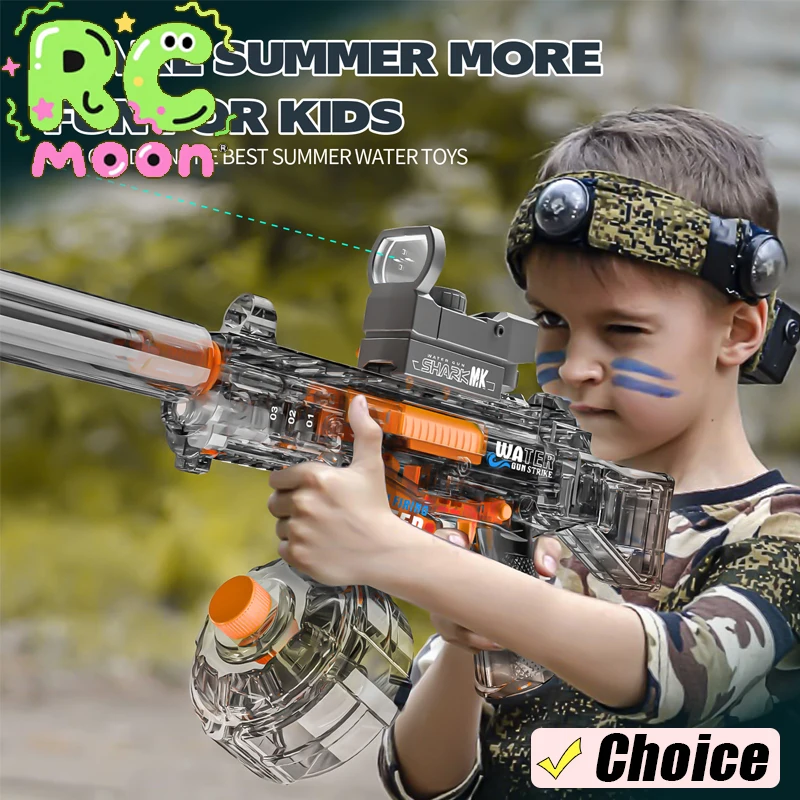 ปืนฉีดน้ำไฟฟ้า UMP45 แบบอัตโนมัติเต็มรูปแบบ ยิงต่อเนื่อง พร้อมไฟ ของเล่นสำหรับเด็ก เหมาะสำหรับกิจกรรมกลางแจ้งชายหาด