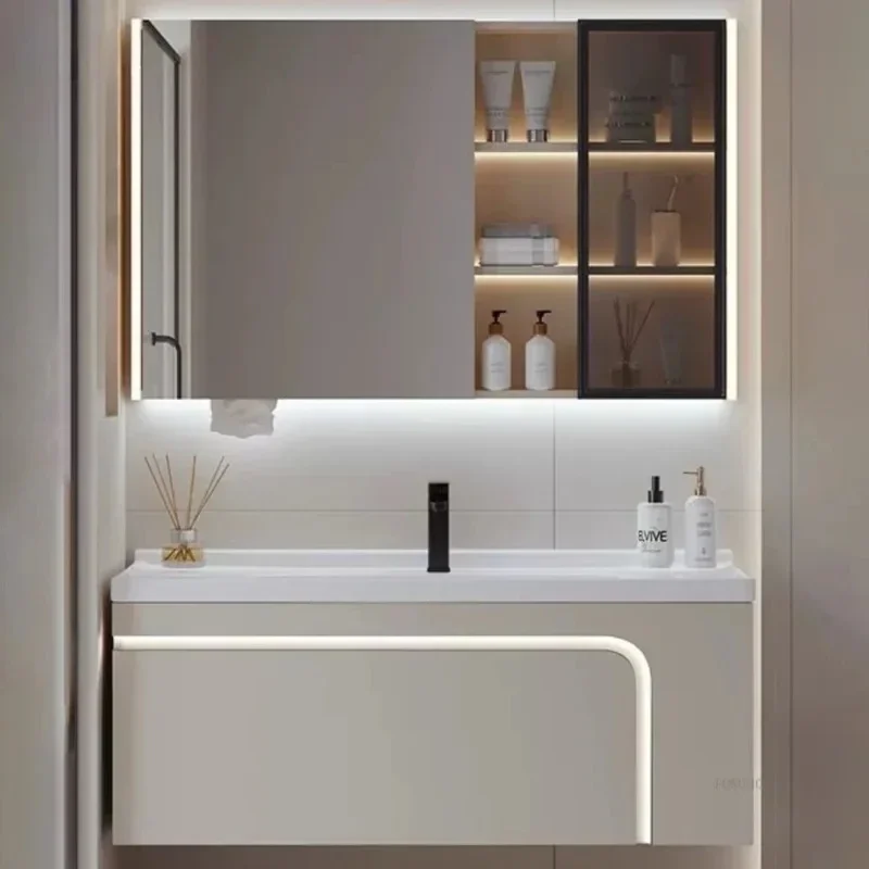 

Modern Mirror Bathroom Cabinets Home Furniture Storage Washbasin Drawer Bathroom Cabinets Sink Basin Storage Organizer