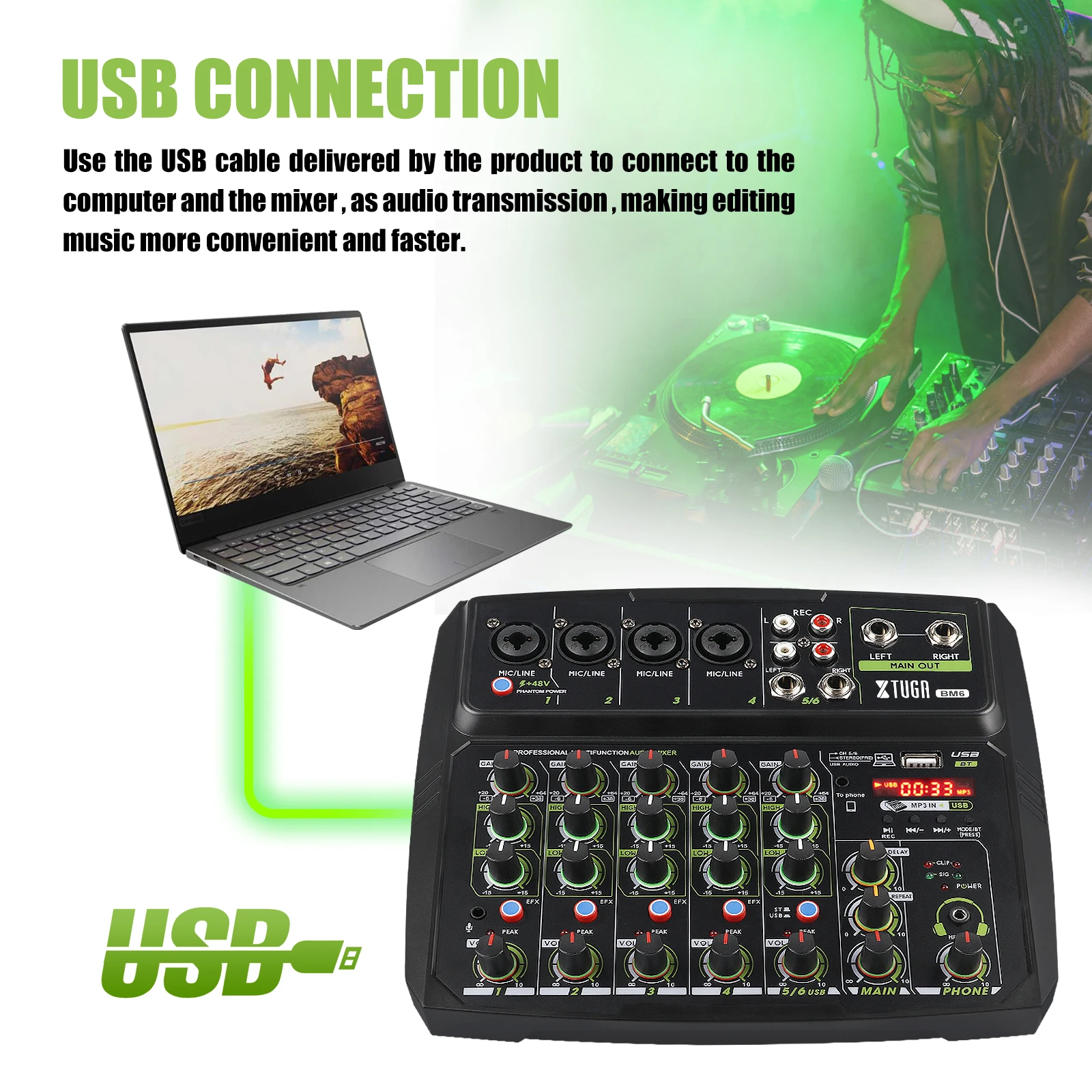 TLF Xtuga Studio Mixing Console Professionale Dj 6 Canali Mini Piccolo o Mixer