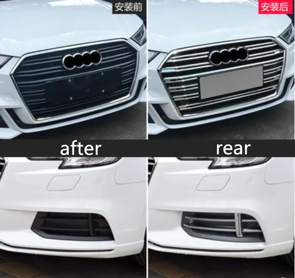 Stainless Steel & ABS Chrome Car Front Bumper Racing Grills Mesh Grille  Cover Fog Lamp Cover For Audi A3 2017 2018 2019 2020