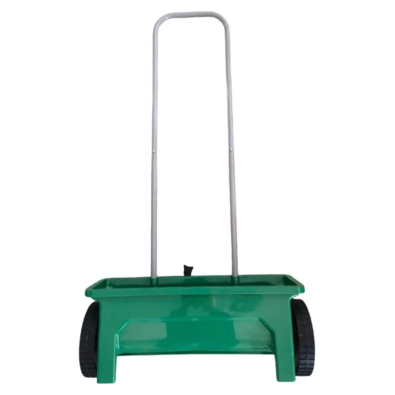 أسمدة وبذارة كبيرة تعمل بالدفع اليدوي سعة 12 لترًا مع بذارة يدوية لملح ذوبان الثلج وعجلات متحركة كبيرة #4