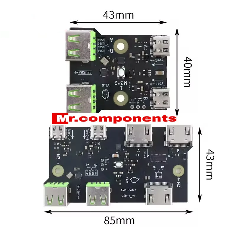 1PC KVM 2-in-1 HDMI-compatible+USB KVM Switch Module Support HD 2 Hosts Share 1 Monitor/Keyboard Mouse Set Printer Video Display