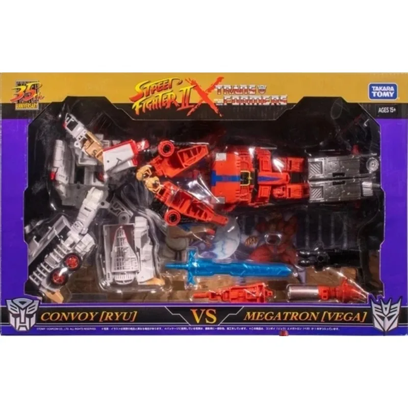 In Stock TakaraTomyTransformers X Street Fighterll-Optimus Prime(Ryu)Vs.Megatron(M.Bison)Collaborative Mash-Up Action Figure