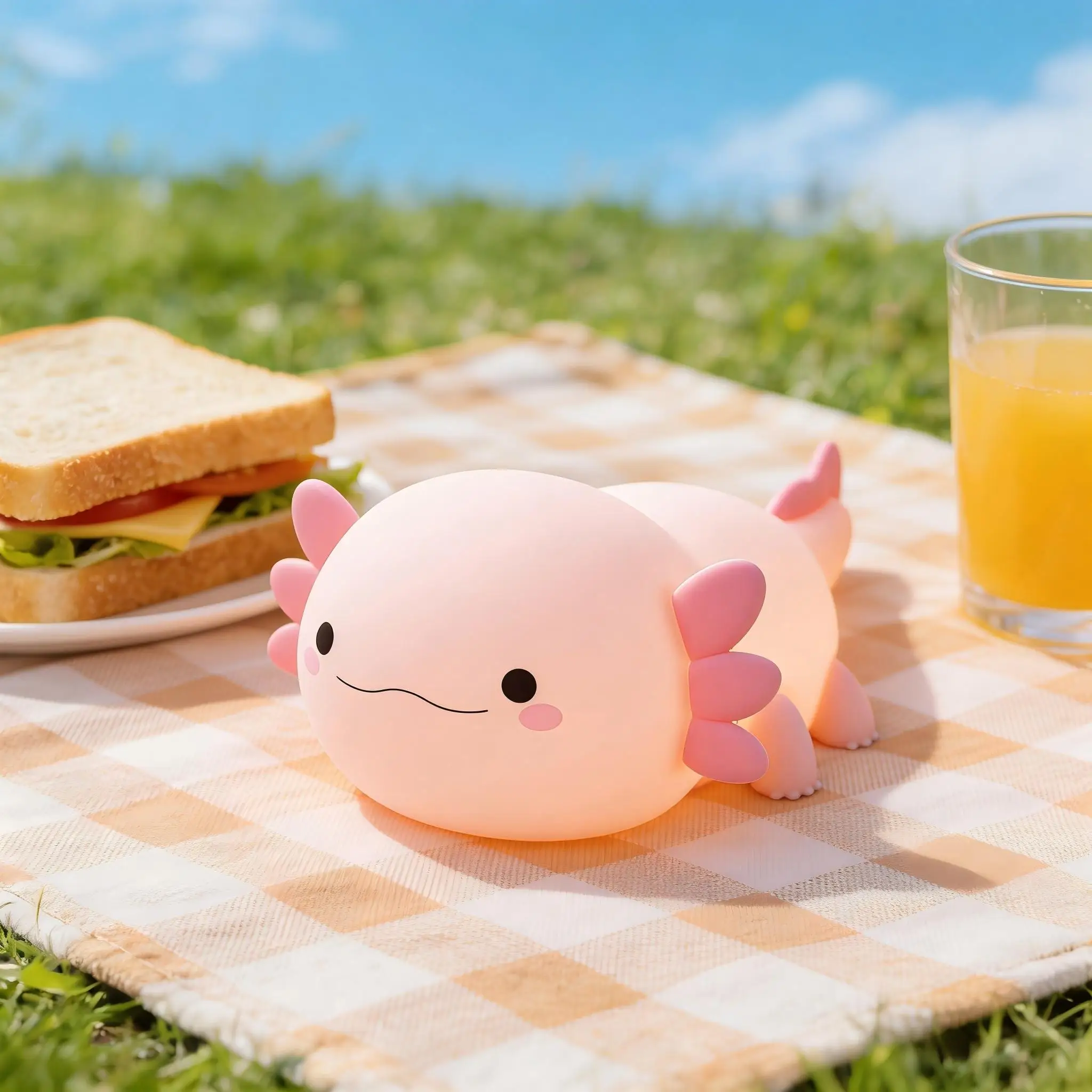 Cute Axolotl Night Light, Soft Silicone & Touch Control, Dimmable Warm Light, Auto-Off Timer, Perfect Sleep Companion, Gift Idea
