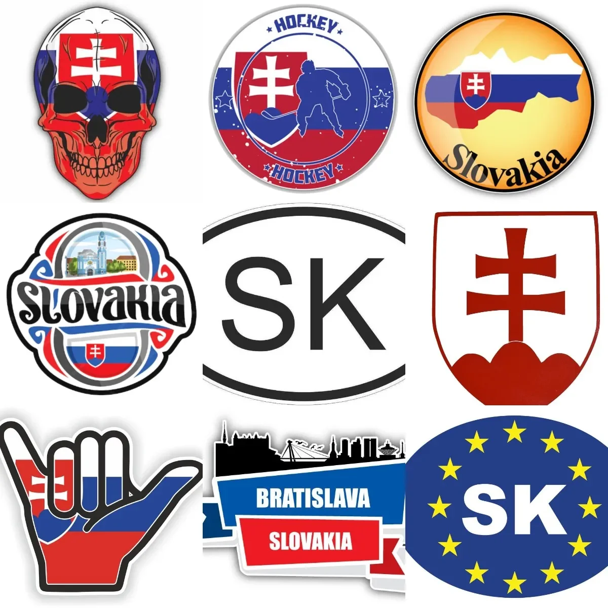 

SK Slovakia Flag Emblem Skull Creative PVC Sticker for Decorate Camper Motorcycle Car Bicycle Wall Off-road Decal Accessories