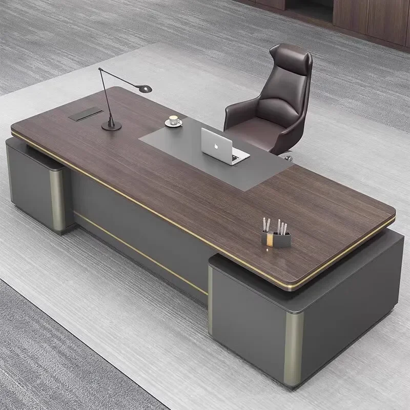 Desk Boss Table Simple Modern Double Cabinet Mobile Cabinet Office Manager President Office Desk and Chair Combination Bench