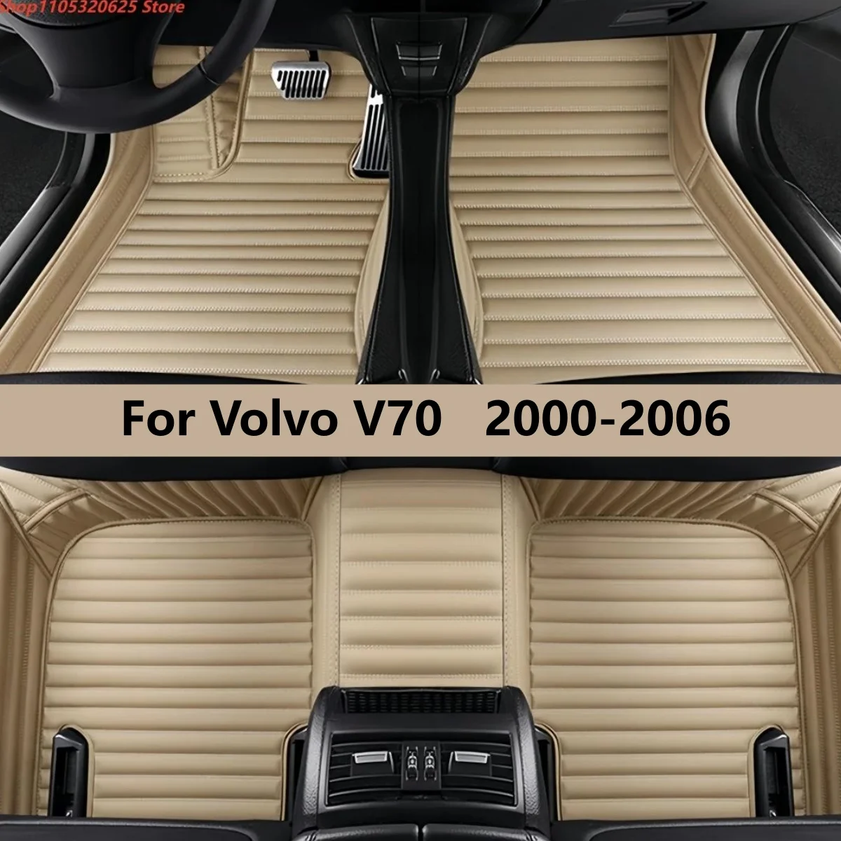 

Комплект кожаных автомобильных ковриков на заказ для Volvo V70 2000-2006 годов выпуска, полный комплект, ковровые покрытия, кожаные коврики для ног
