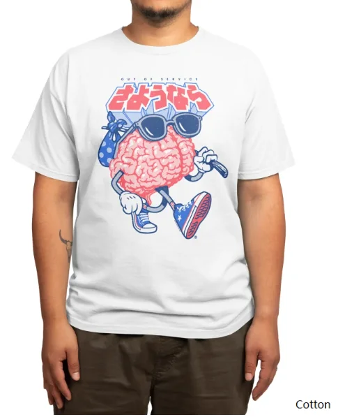 

Аниме — стильная крутая хлопковая футболка с круглым вырезом с забавным дизайном «Мозг в солнцезащитных очках и кроссовок»