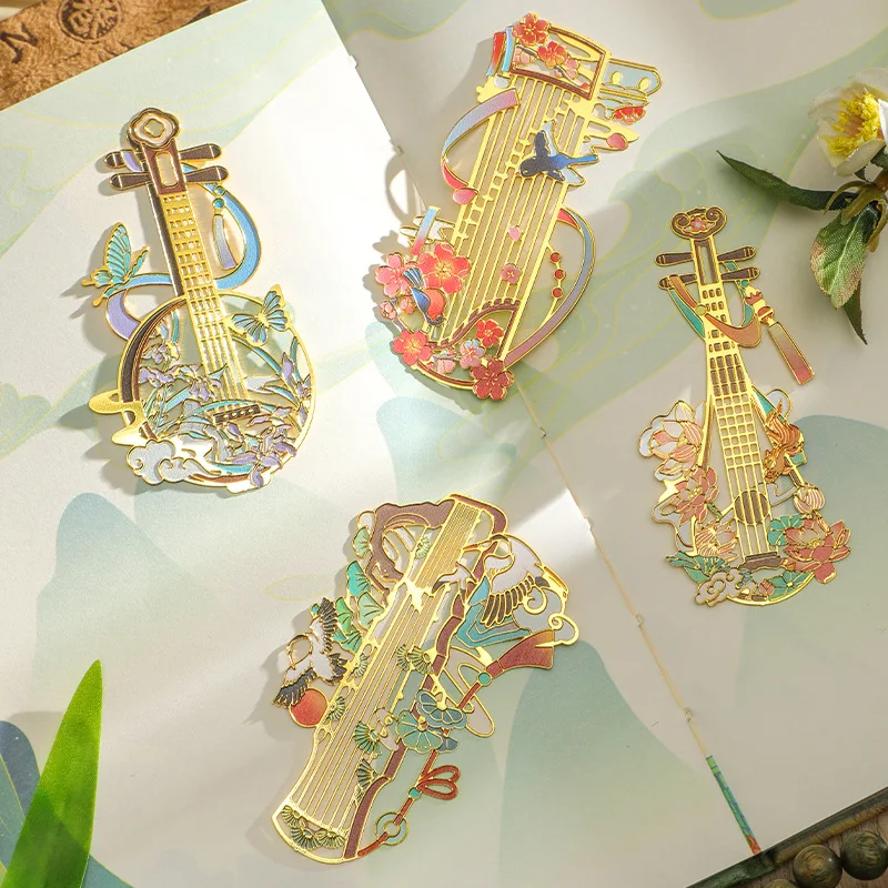 1 Piece of Guitar Metal Bookmark From The String Music and Song Series, Gift for Birthday, Chinese Style Instrument Bookmark