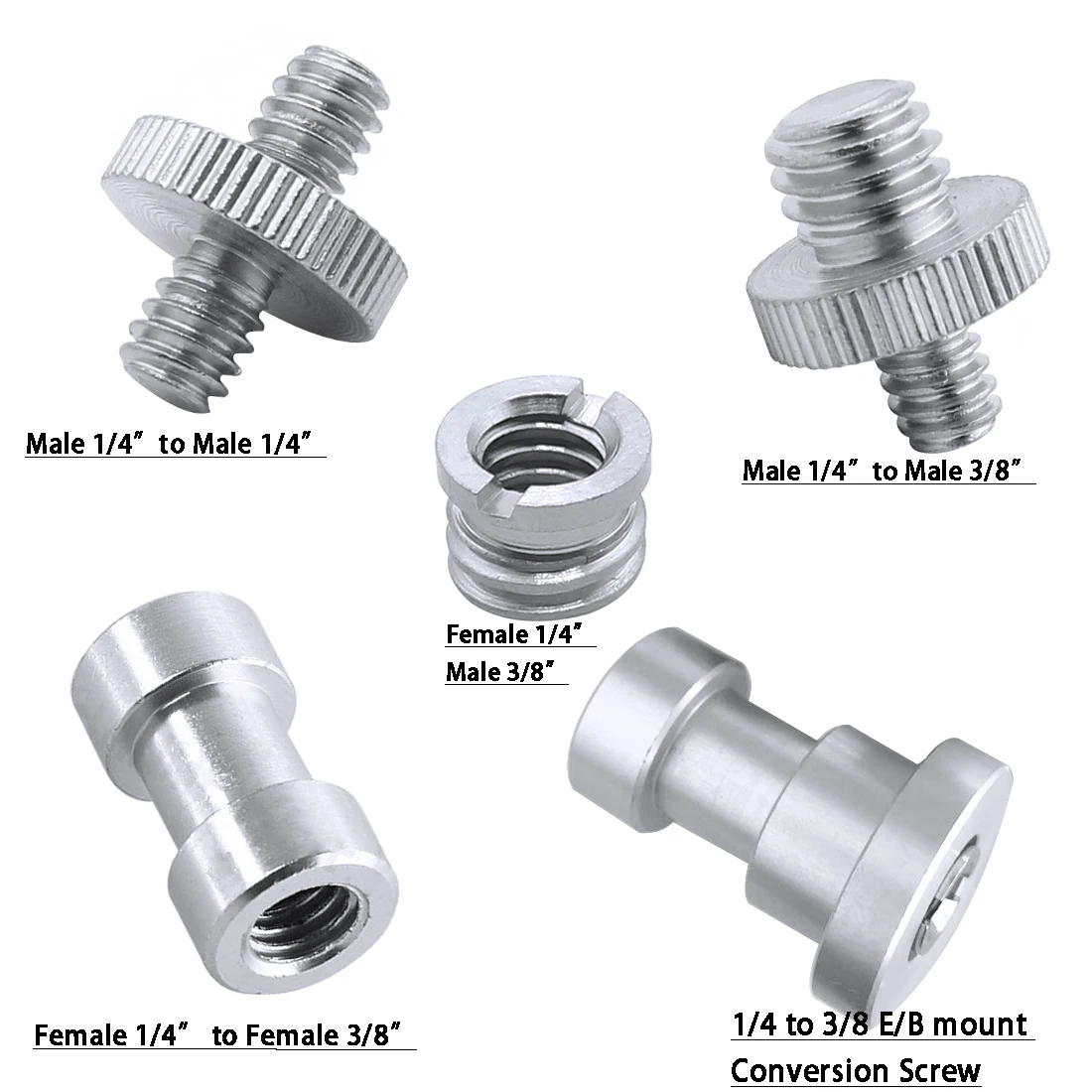 Männlich Weiblich Schraube Adapter 1/4" 3/8" Mount Set Gewinde Schraube Adapter Konvertieren für Kamera Stativ Licht Stehen Kugelkopf – Detail 1