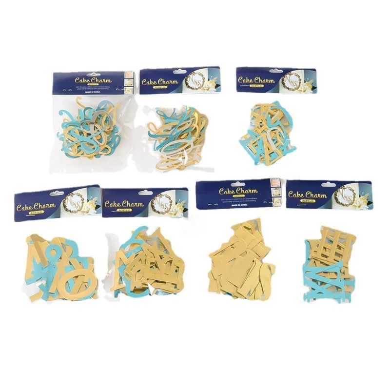 26Piece Gold Acrylic Alphabets Cake Toppers Set Letter Mirrored Gold Picks for Special Occasion