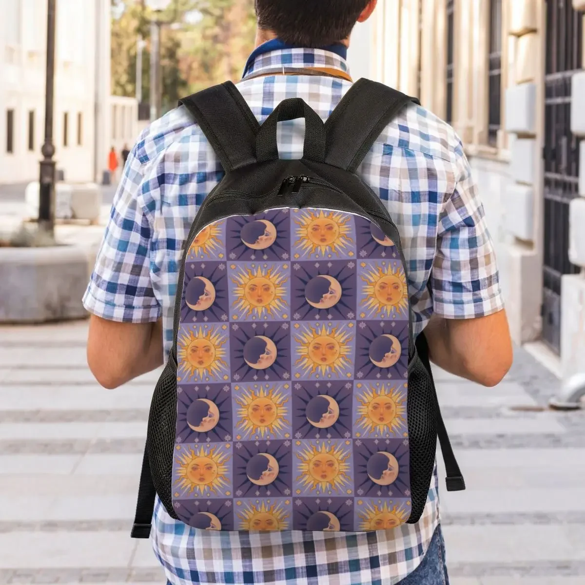 Custom Sun And Moon Print Backpack for Men Women Waterproof College School Bag Printing Bookbags
