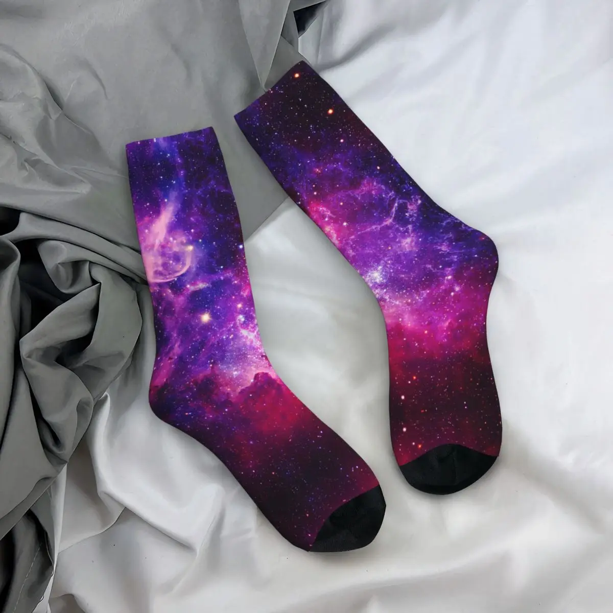 Cool Space Bursting Galaxy Basketball Socks Polyester Middle Tube Socks for Unisex