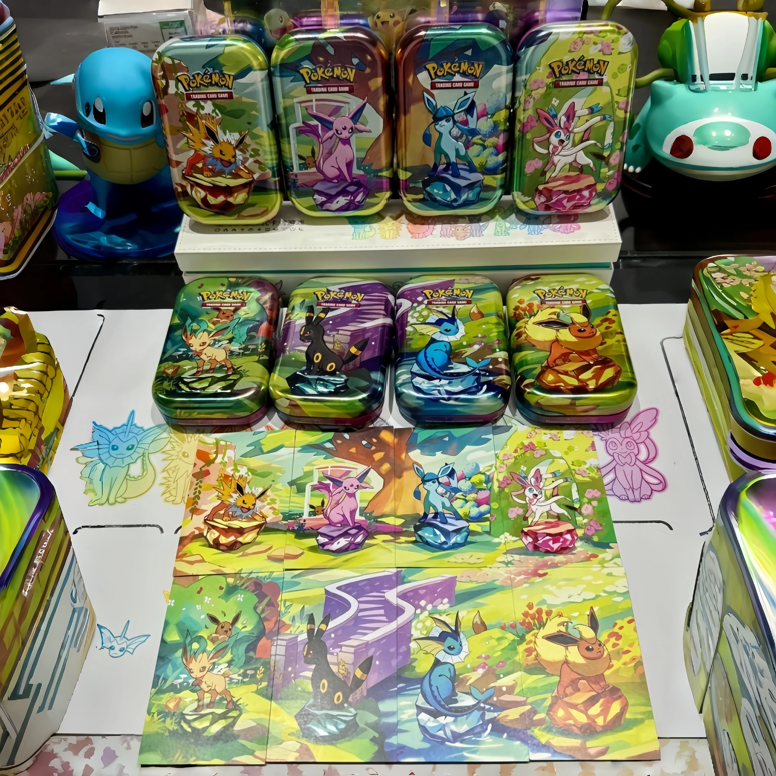 Auf Lager Amerikanische Version Pkm Tcg Eeveelution Mini Tin Sv8.5 Enthält Booster-Packs Münzkarten Sammelkarten Aufbewahrungs- und Präsentationsbox