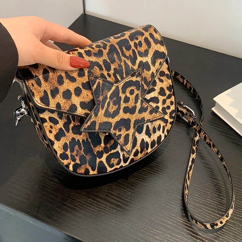 

Trendy Mini Semicircle Saddle Shoulder Crossbody Bags For Women Designer Brand Handbags And Purse Vintage Leopard bolsa feminina