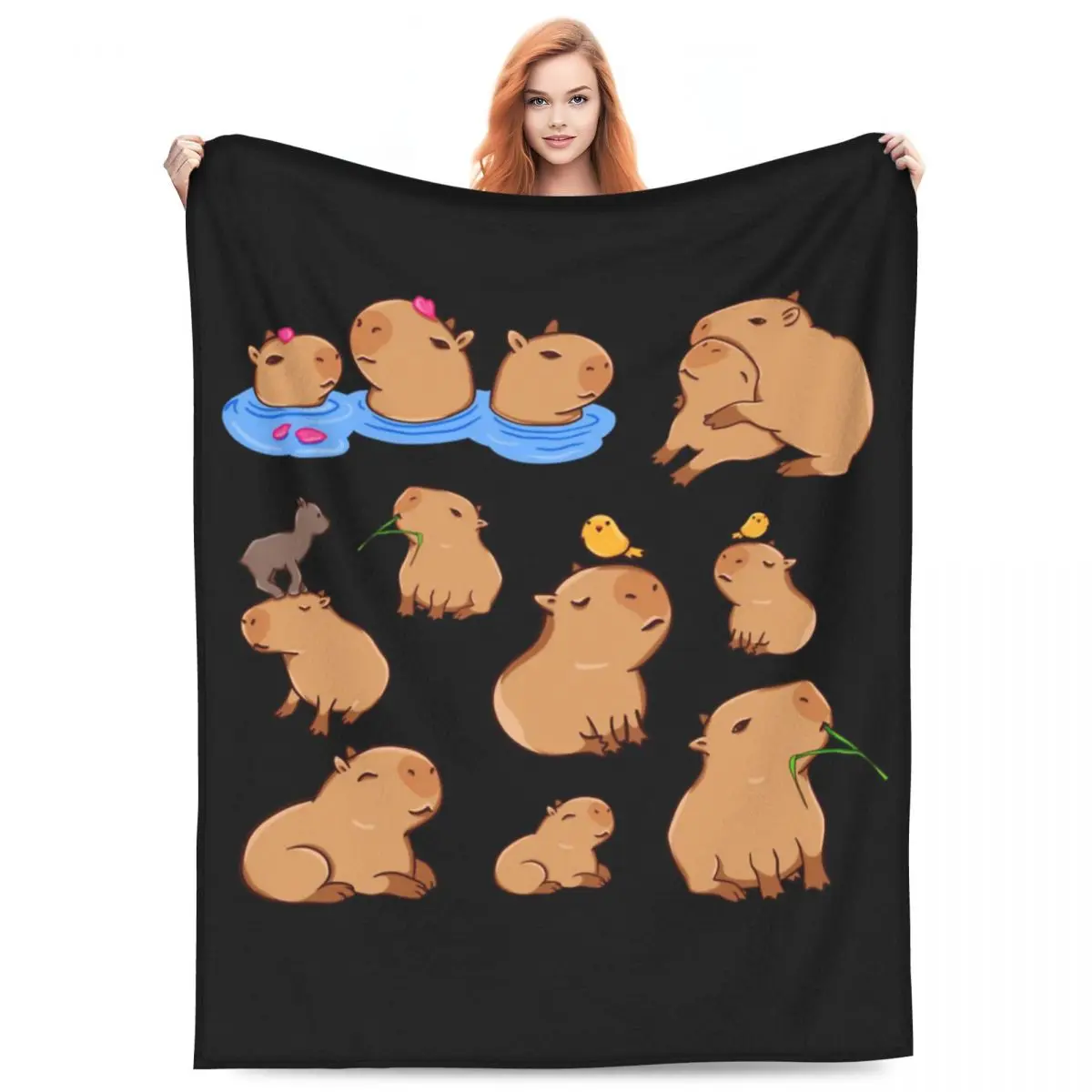 

Capybara Pattern Blankets Flannel Sofa Throw Blanket Warm Throw Blankets for Home Bedroom Outdoor Throws Bedspread Quilt