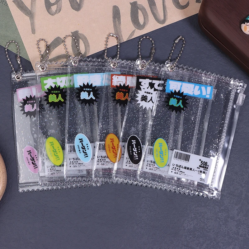 1Pc 3Inch Transparent Candy Bag Kpop Card Sleeves With Zipper PVC Photocard Holder Props Badge Card Films Game Cards Protector