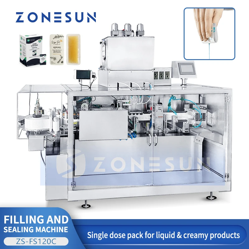 Zonesun Easy Snap Packer Filling and Sealing Machine Single Dose Pack for Liquid & Creamy Product ZS-FS120C