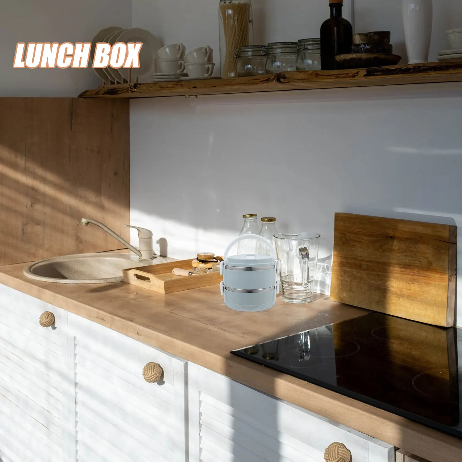 

Stainless Steel Bento Box Double Layer Stackable Lunch Case for Kids Adults Office Portable Diet Control 2 Tier