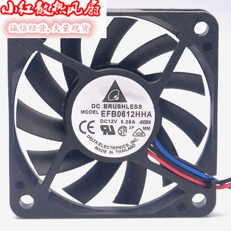 

Delta Electronics EFB0612HHA 7V19 DC 12V 0.25A 60x60x10mm 3-Wire Server Cooling Fan