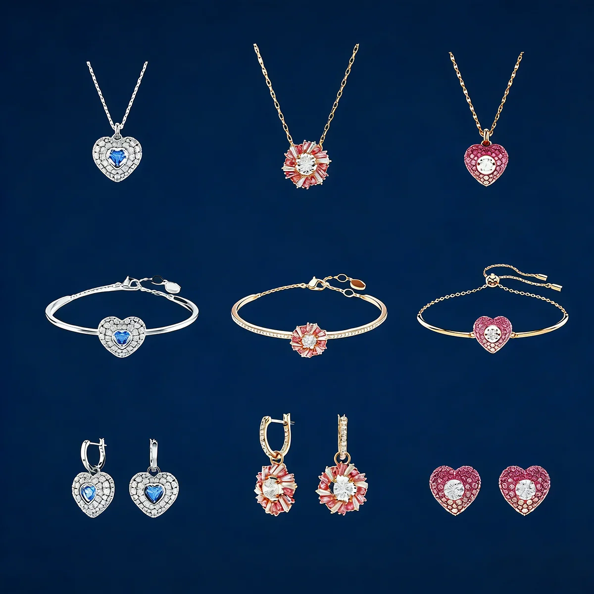

2025 New High Quality Light Luxury Zircon Necklace Pendant S925 Jewelry Set with Concealed Heart Design - Anniversary Gift