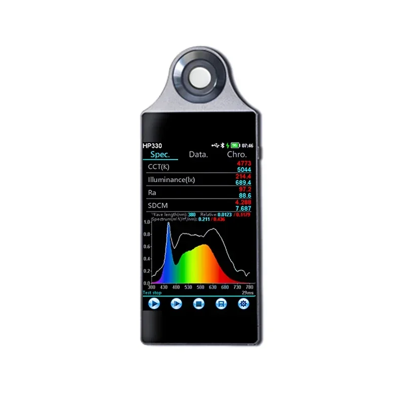 Handheld Light Spectrometer Wavelength Range 380-780 Nm Spectral Illuminance Meter   Wavelength Accuracy ± 0.5 Nanometers