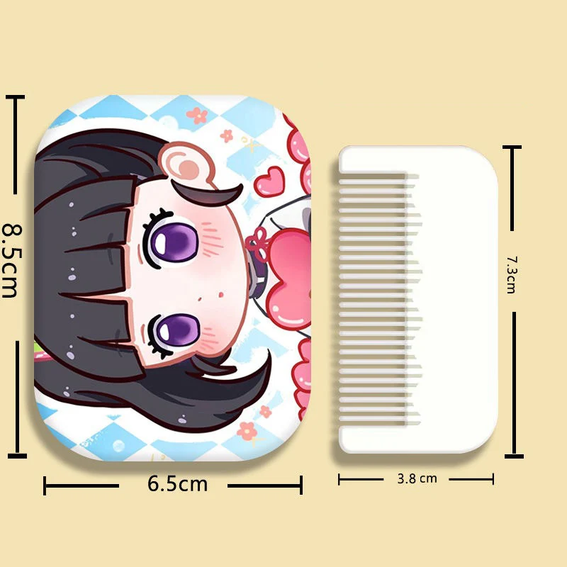 8×6cm Demon Slayer, Kimetsu no Yaiba, Folding Single-side Makeup Mirror, Anime Cute, Portable Travel, Girls, Rectangular