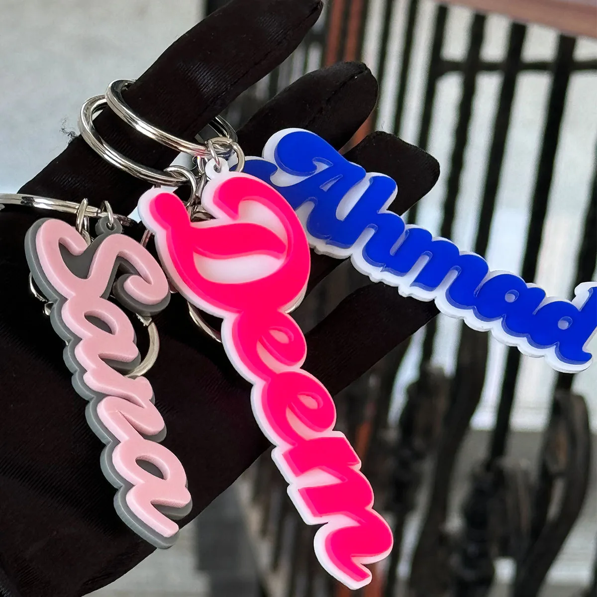 

Personalized Double Layer Acrylic Keychain Custom Name Keychains For Women Men Nameplate Pendant Key Ring Jewelry