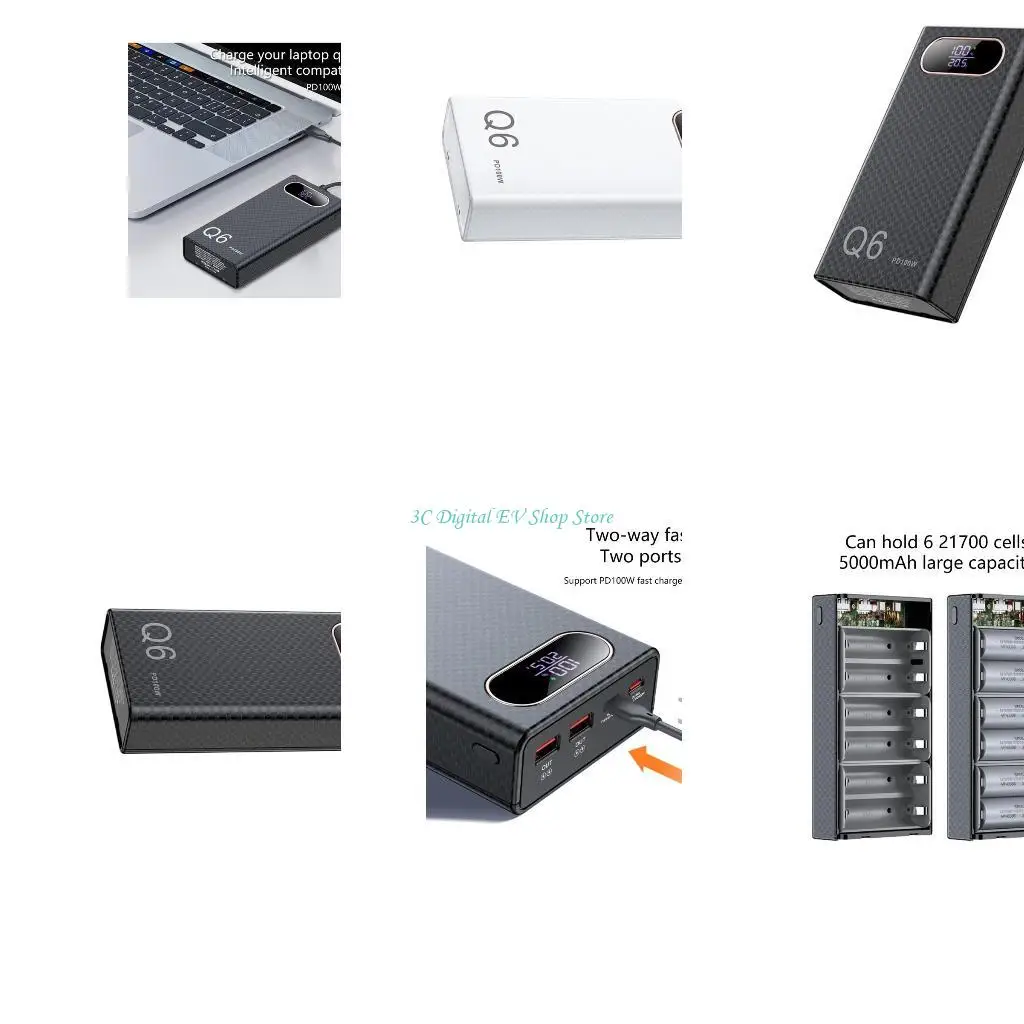 

E74D DIY чехол для аккумулятора с возможностью быстрой зарядки PD100 для 6 шт. 21700, держатель для аккумулятора, улучшает