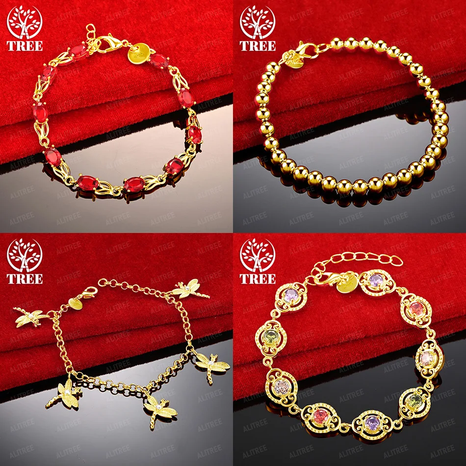 

Fine 18k Gold Bracelet AAA Zircon Crystal Dragonfly Bead Chain For Women Party Birthday Wedding Accessories High Quality Jewelry