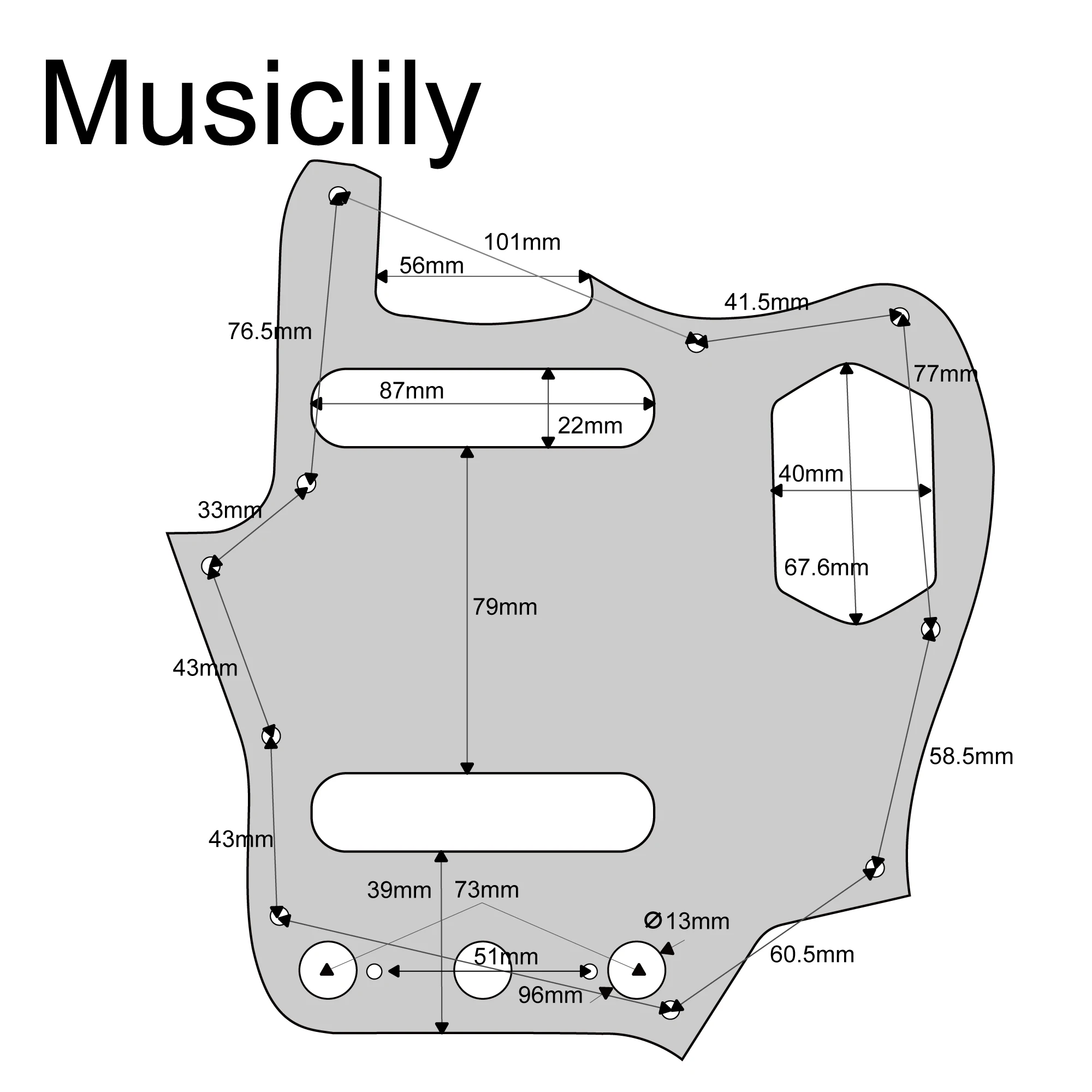 Musiclily Pro 10-Hole Guitar Pickguard for JPN Fender Japan Jaguar