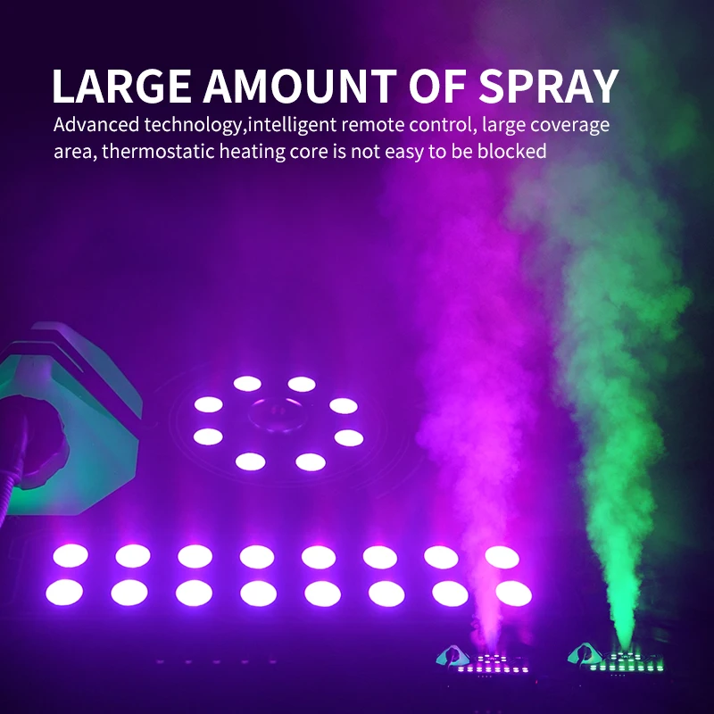 1500W Vertical Spray Smoke Machine 24pcs RGB LED Lights Up/Down Remote DMX For Halloween Dry Ice Fog Machine By Manufacturer