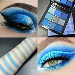 9-color Dolphin Blue Sweat-proof Natural Matte Pearlescent Glitter Eyeshadow Palette Eye Makeup for Music Festival Cosmetics