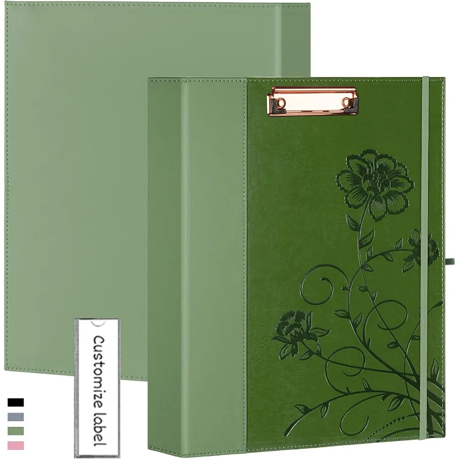 3 Ring Binder 1 Ih Leather Binde with Clipboards Three Ring Binder with Pen Holder Green Letter Size