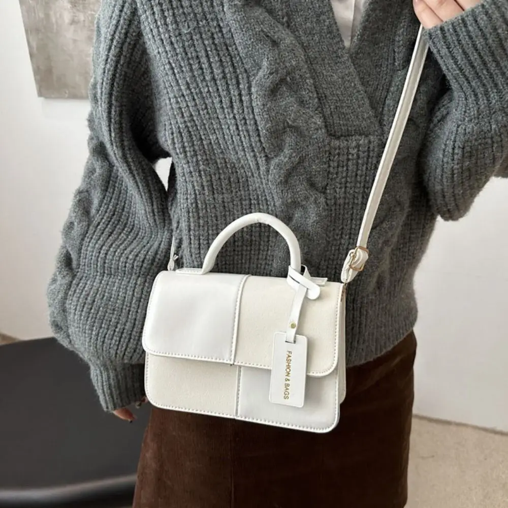 Fashion Color Blocking Women Shoulder Bag PU Korean Style Ladies Crossbody Bag Portable Large Capacity Small Square Bag Girls