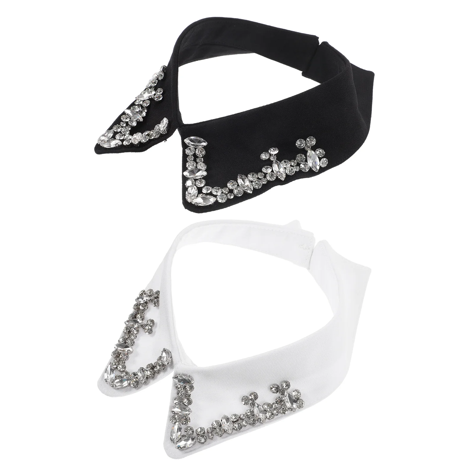 2 pçs strass colar falso feminino destacável camisa colar blusa decoração elegante acessório de guarda-roupa colares falsos