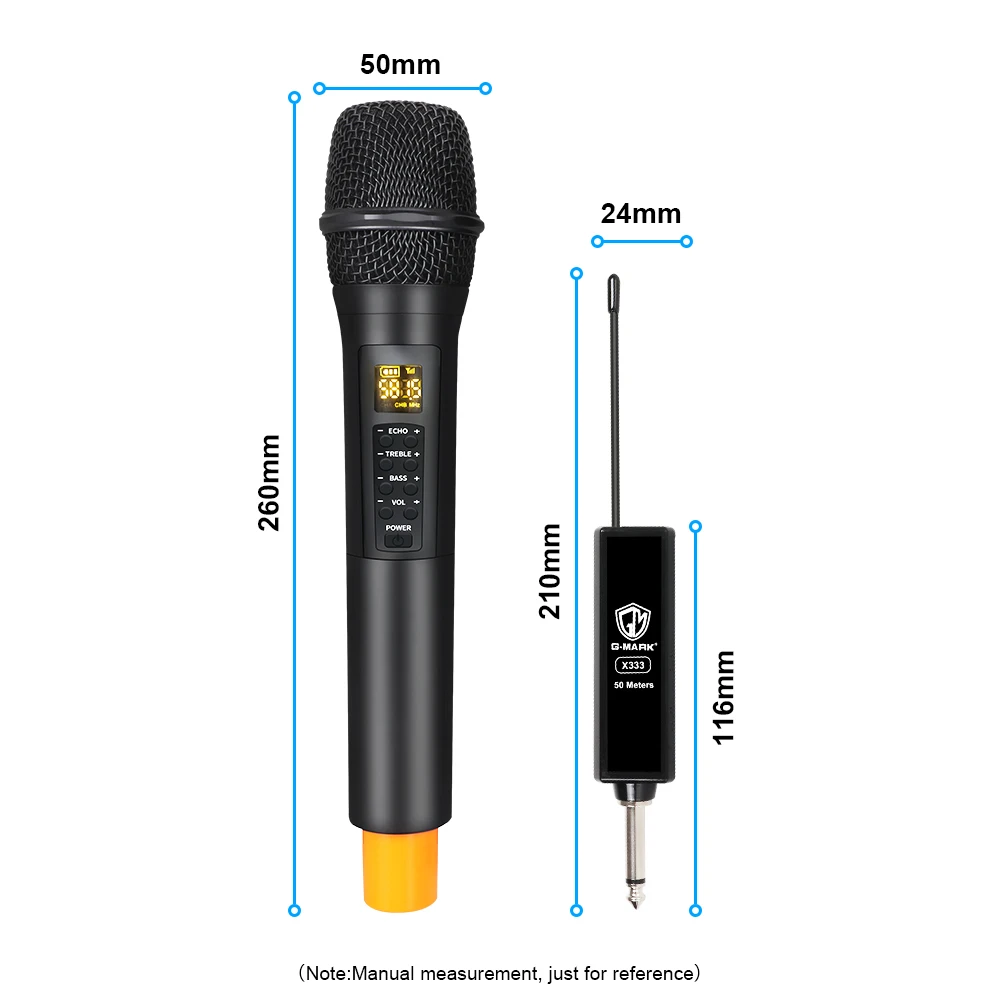 Wireless Microphone G-MARK X333 With ECHO Recording Karaoke Handheld Lithium Battery For Show Square Party Church